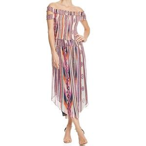 Mandee Off-The-Shoulder Striped Silk Dress